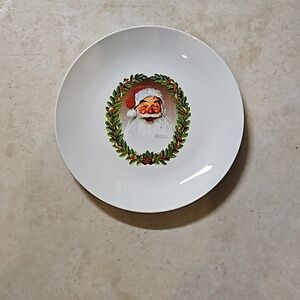 Norman Rockwell Santa Claus St. Nicholas Christmas Holiday Cookie Plate Holly